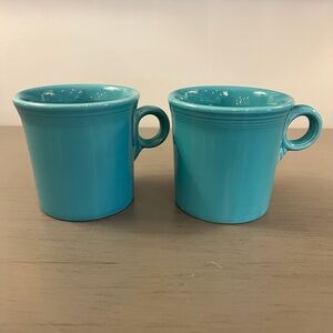 Homer Laughlin Fiesta Ware Coffee Tea Mugs Set Of 2 Turquoise Ring Handle Cup